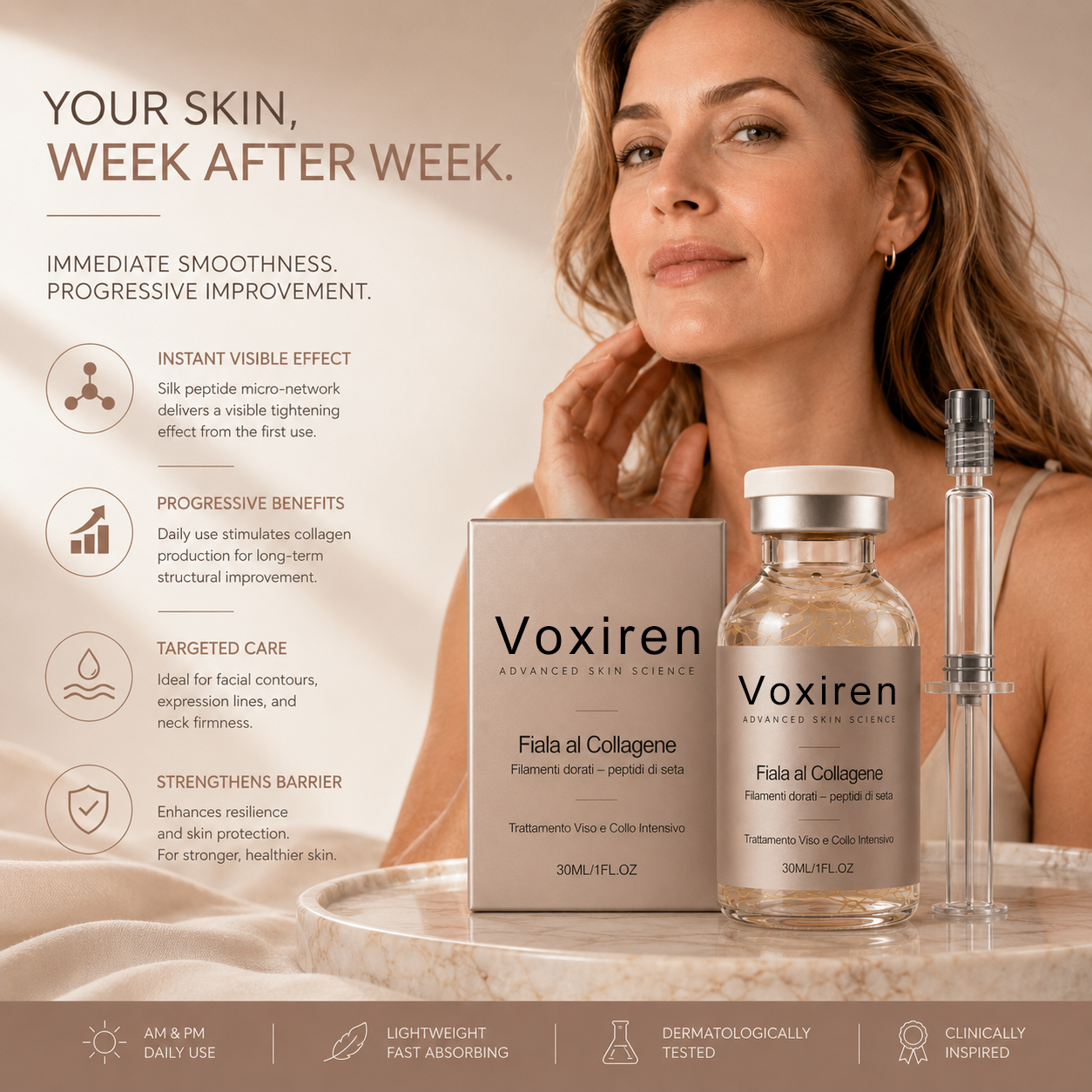 Voxiren Silk Peptide Firming Serum with Marine Collagen