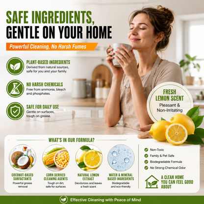 Heavy Duty Foaming Kitchen Degreaser & Oil Stain Remover for Kitchen Surfaces