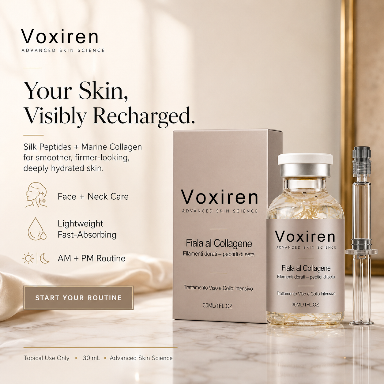 Voxiren Silk Peptide Firming Serum with Marine Collagen