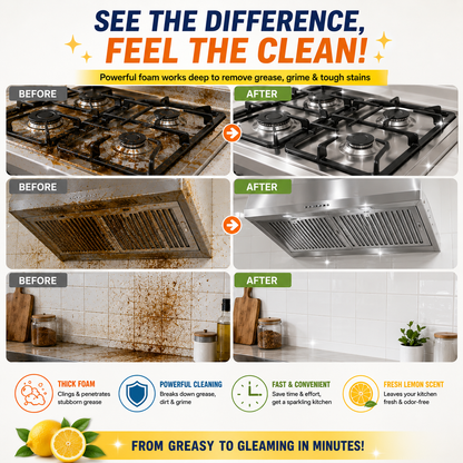 Heavy Duty Foaming Kitchen Degreaser & Oil Stain Remover for Kitchen Surfaces