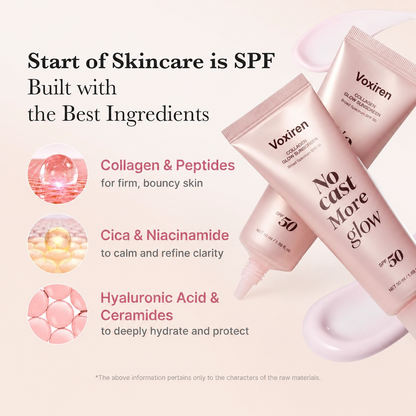 Voxiren Lightweight SPF 50 Broad Spectrum Face Sunscreen | Daily Hydrating Formula with Peptides & Cica